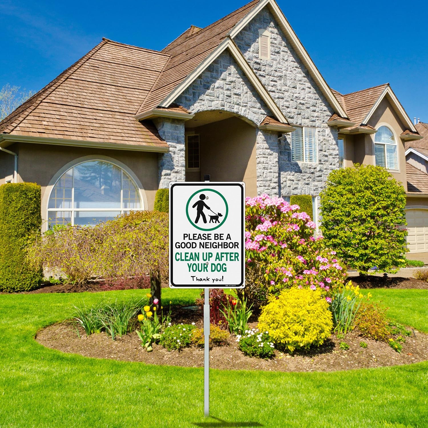 Please Be A Good Neighbor Clean Up After Your Dog Sign with 36&Prime; Stake for Out…