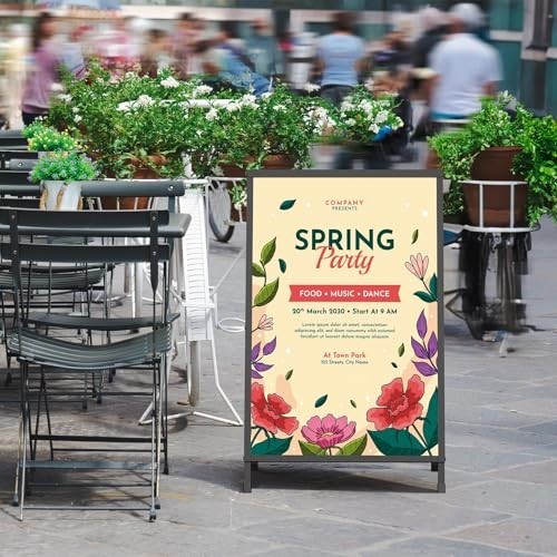 Heavy Duty 24×36 Inch A-Frame Sign Holder, Double-Sided Outdoor Sandwich Board