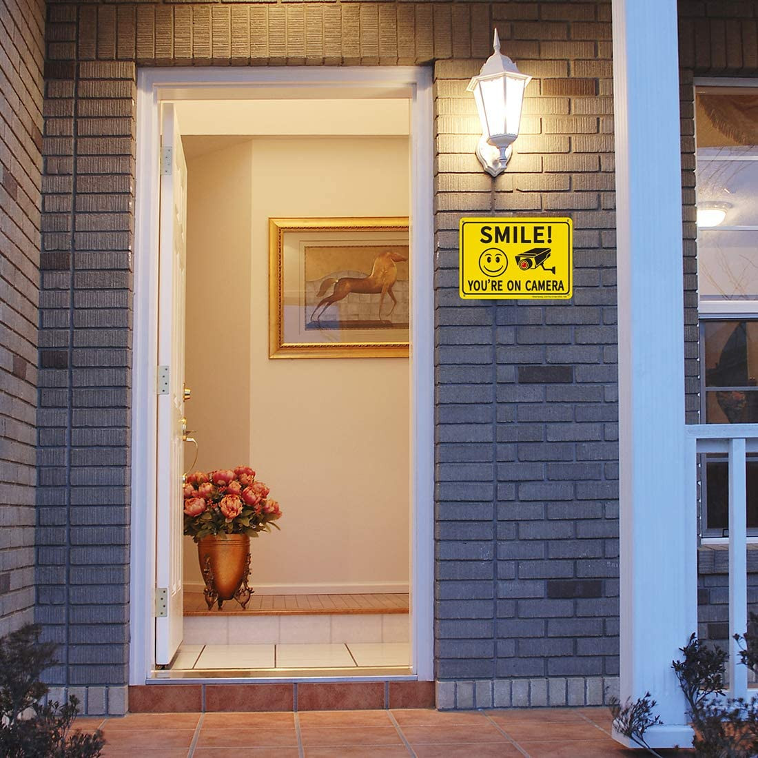 Sheenwang 2-Pack Smile You’Re on Camera Sign, Video Surveillance Signs Outdoor,