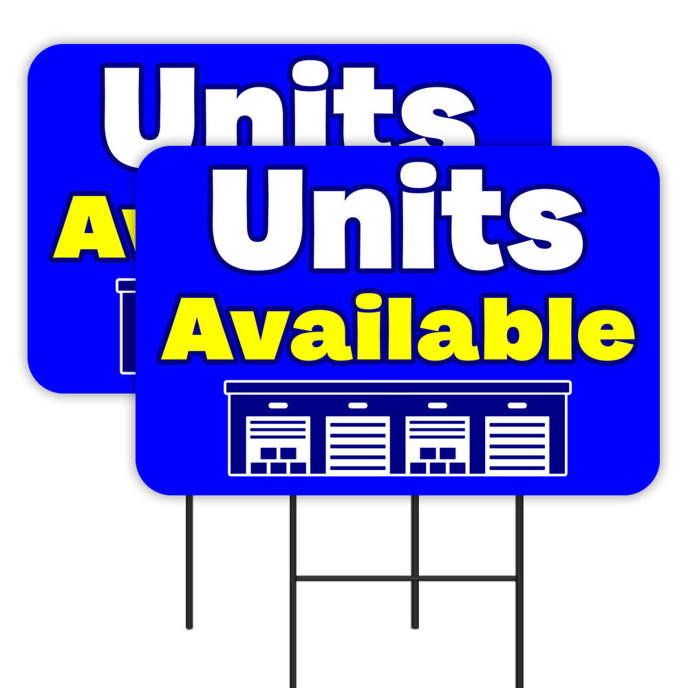 Storage Units Available (Blue/Yellow) 2 Pack Double-Sided Yard Signs 16&Prime; x 24&Prime; w