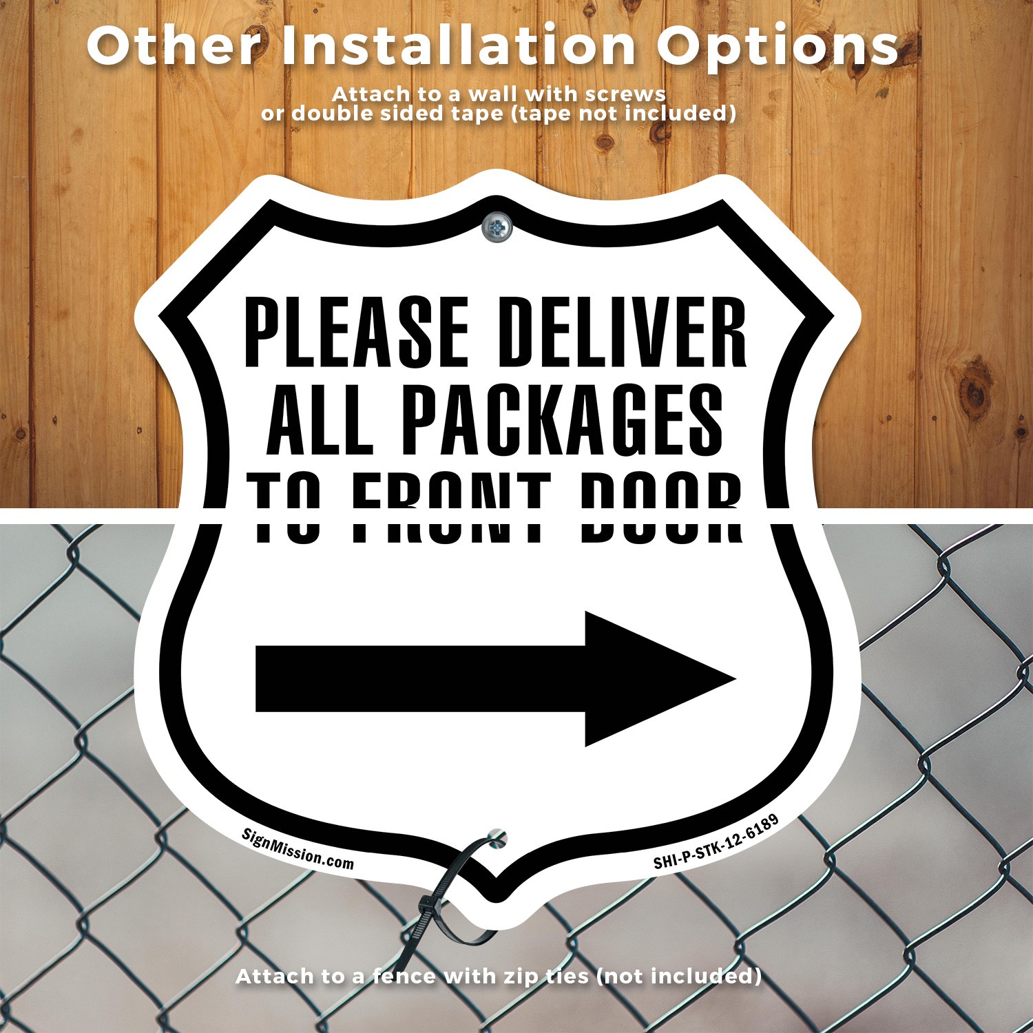Please Deliver All Packages To Front Door Right Weather Shield Sign With Stake