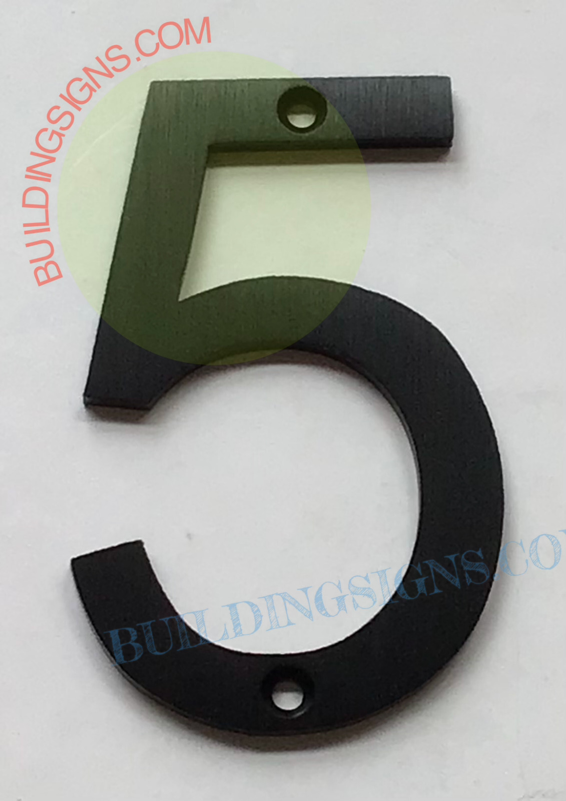 House number 5 sign (Black Aluminum, 8 inch)-Floating Mount House -REF24-1027