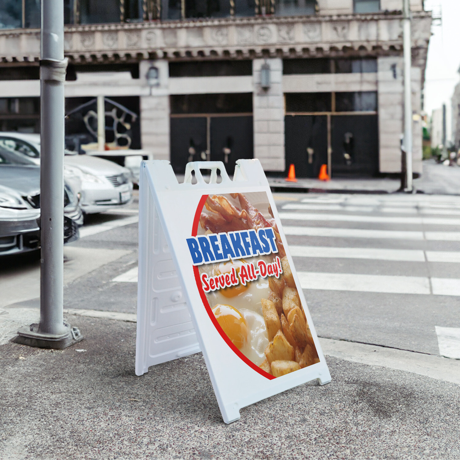 A-frame Sidewalk Breakfast Served All Day 24&Prime; x 36&Prime; Double Sided A-Frame Sidewal