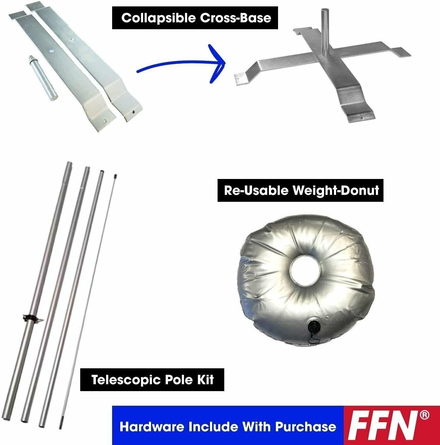 Quality AC Service Feather Flag Kit with Cross-Base and Weight-Donut, Outdoor…