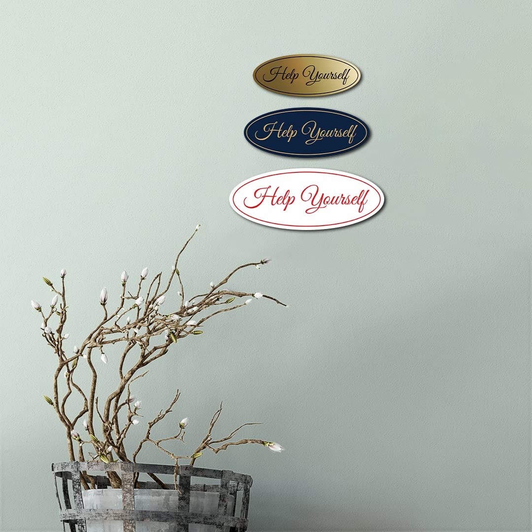 Oval Help Yourself Sign Black Gold – Large
