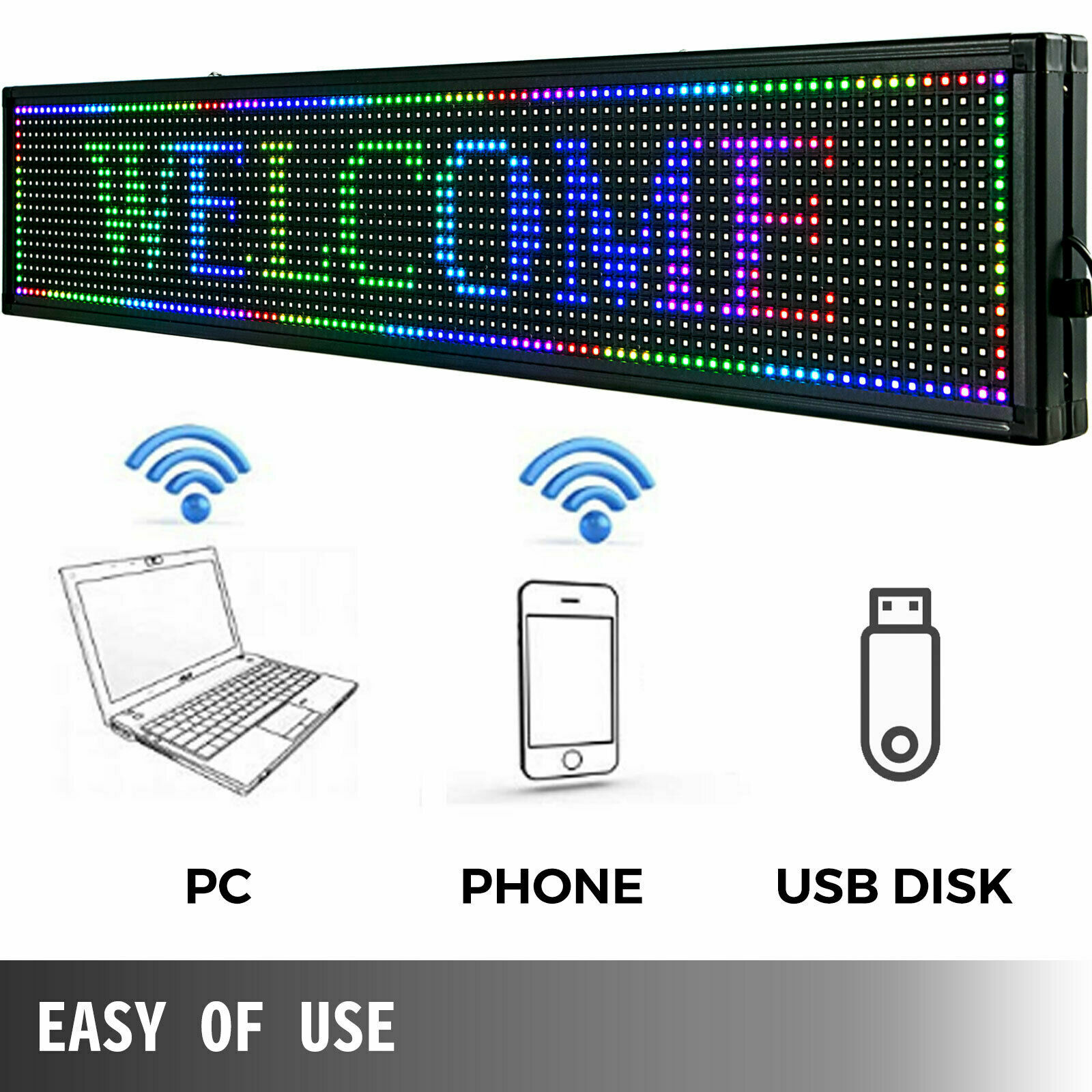 40&Prime; x 8&Prime; Programmable LED Scrolling Sign with Seven Colors for Advertising