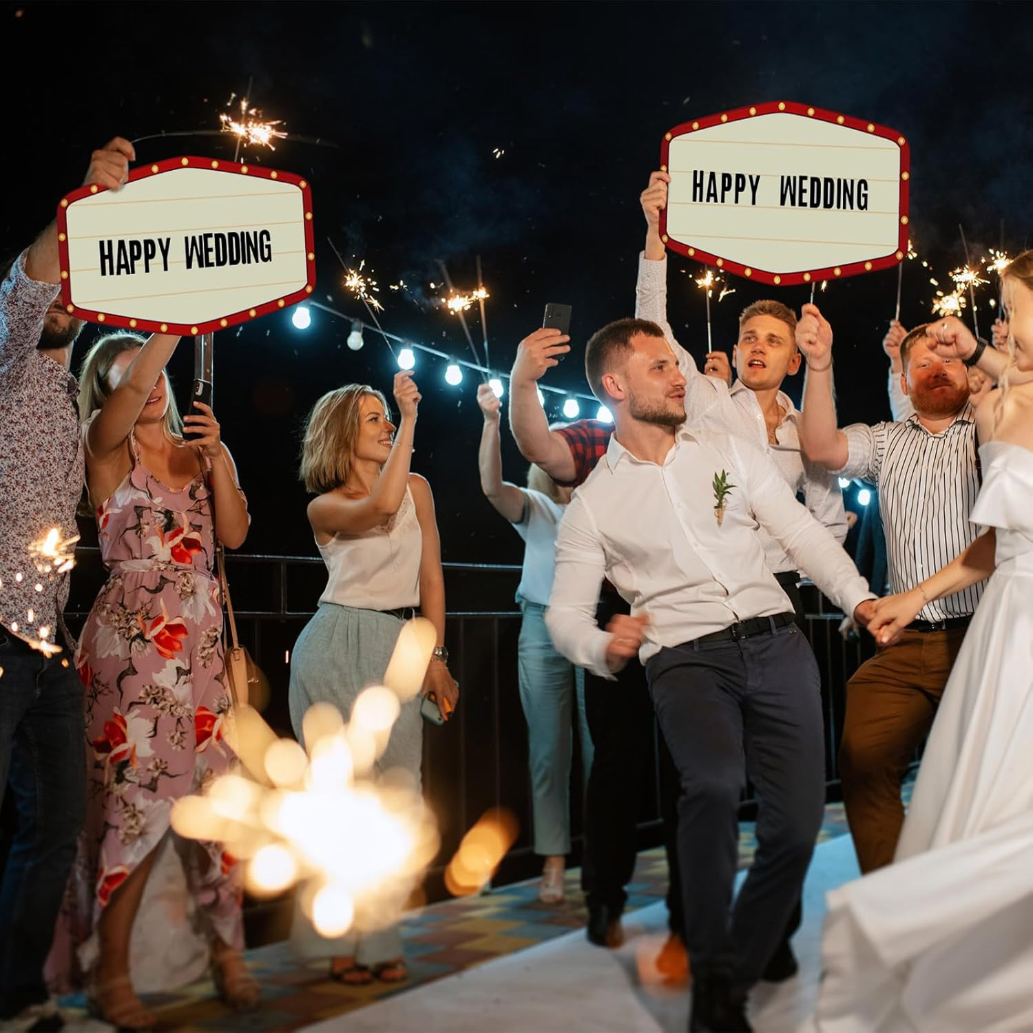 Wedding Bottle Service Sign Set for Nightclubs and Parties (Red, 2 Pack)