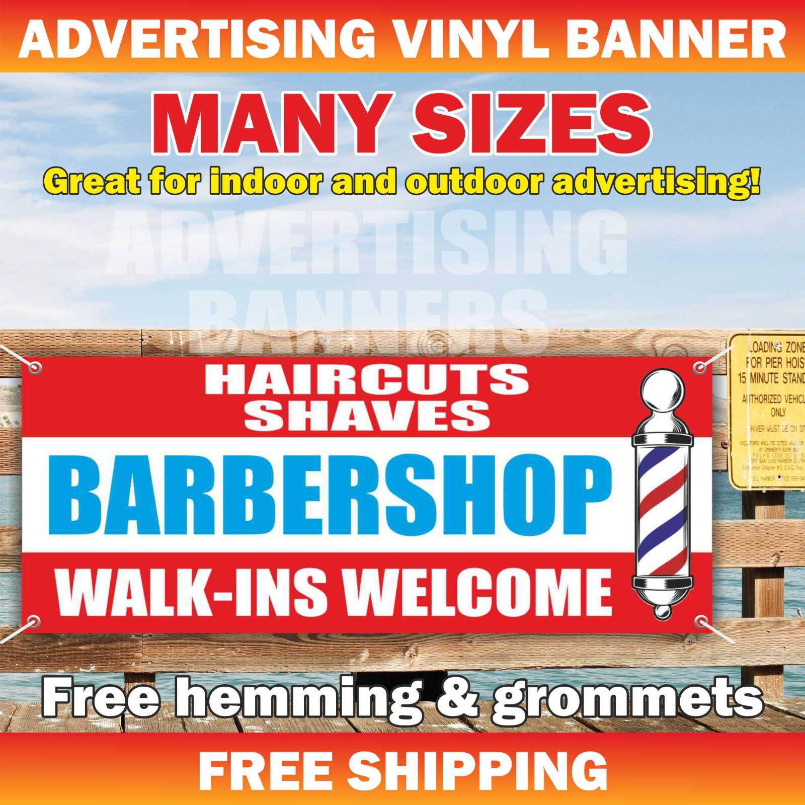 BARBER SHOP WALK-INS WELCOME Advertising Banner Vinyl Mesh Sign beauty spa hair