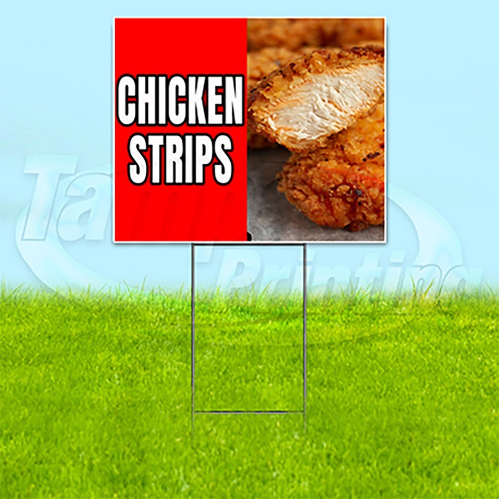 CHICKEN STRIPS 18×24 Yard Sign Food Plastic Corrugated WITH STAKE USA YS00138