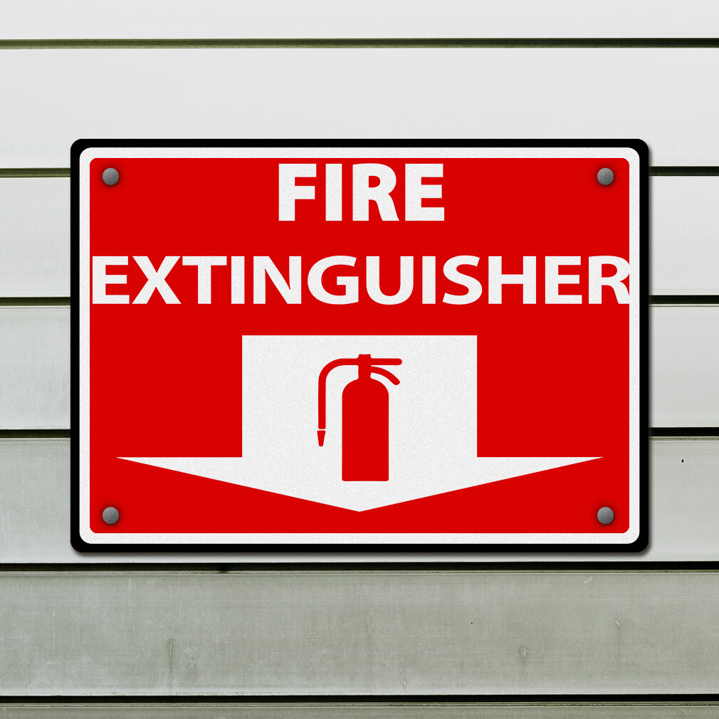 Horizontal Metal Sign Fire Extinguisher C Weatherproof Street Signage