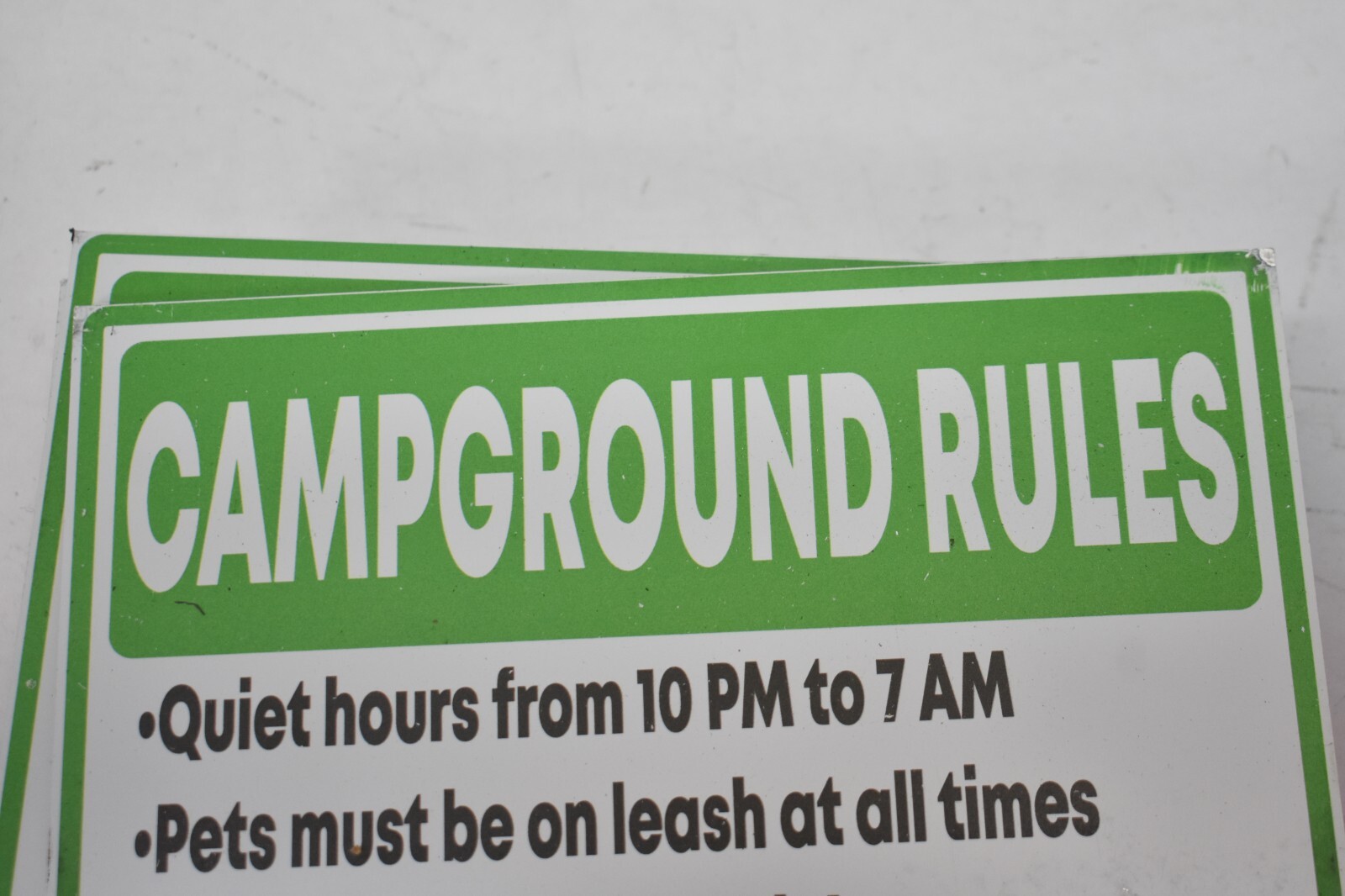 Lot of 11 Campground Rules Signs Green/White Thank You Management 12&Prime; x 8&Prime;