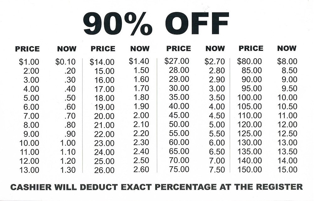 Store Display Fixtures 10 NEW HEAVY CARD STOCK SIGNS 90% OFF Price Markdown Amt
