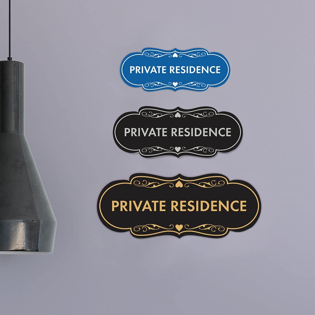 1 Pack Designer Private Residence Sign Black/Silver Medium Wall Door Sign