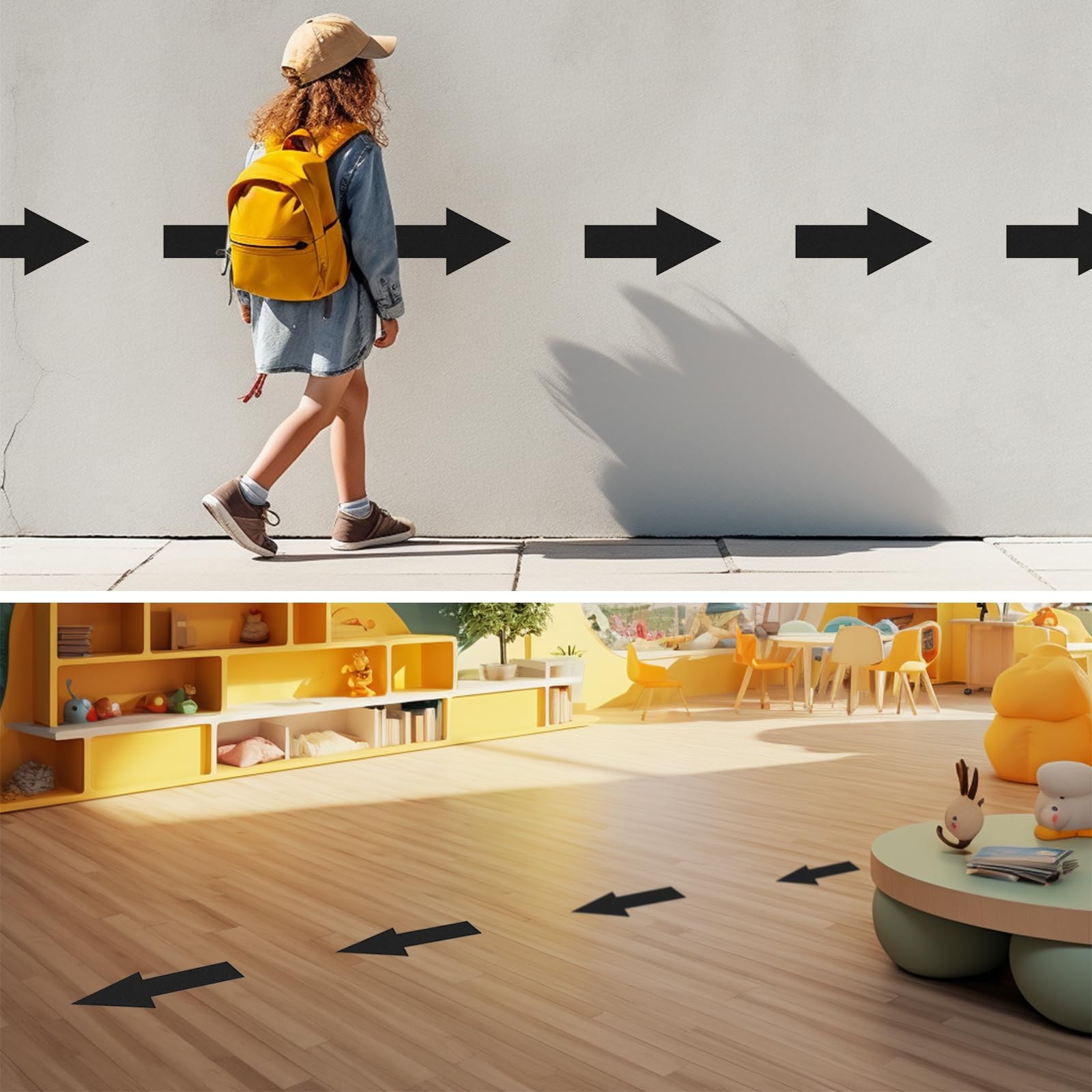 Arrow Floor Sticker Black 10&Prime;×5&Prime; Directional Floor Decal Self-Adhesive Remova…