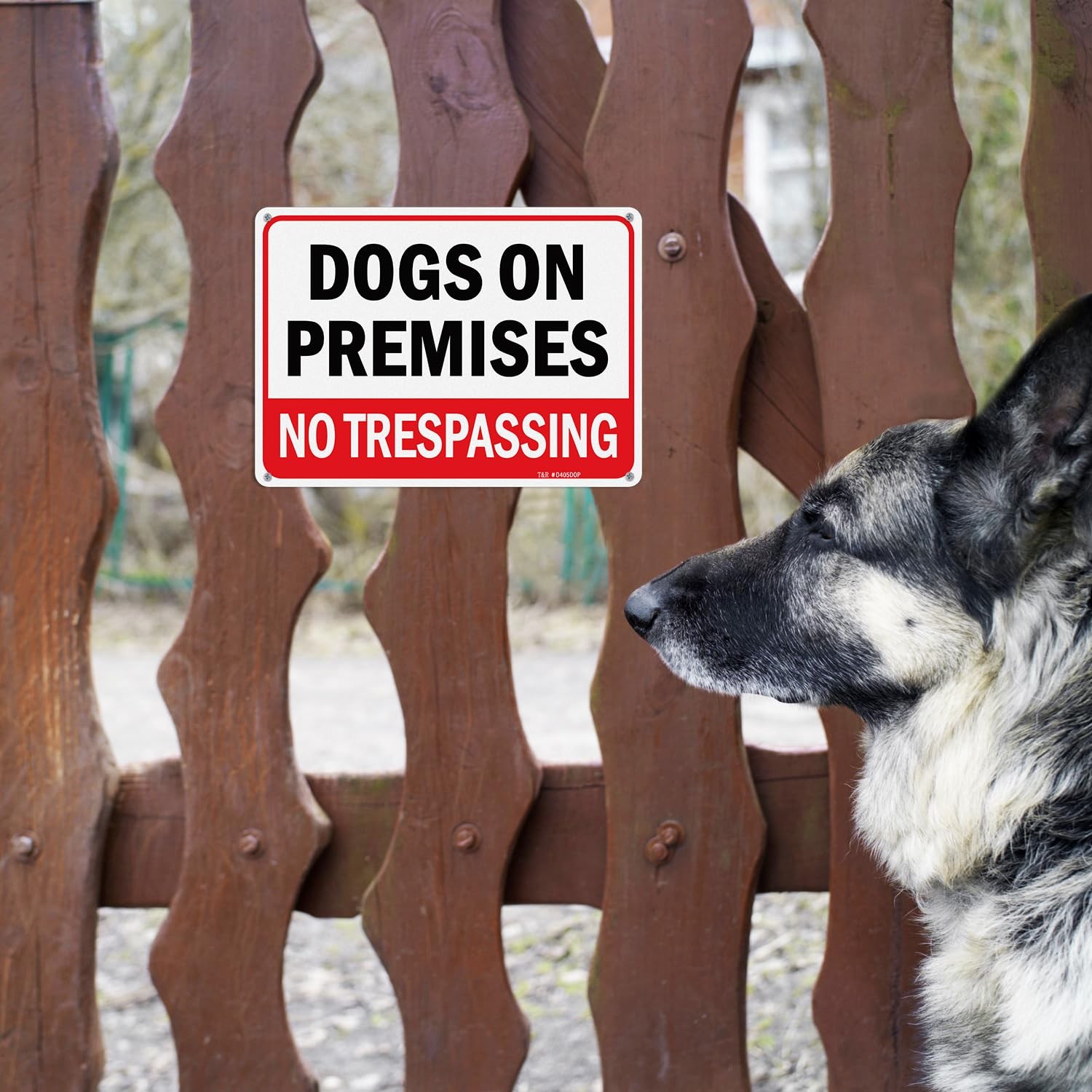 Dogs On Premises No Trespassing Sign – 2 Pack – 10 x 7 Inches Rust .040 Alumi…