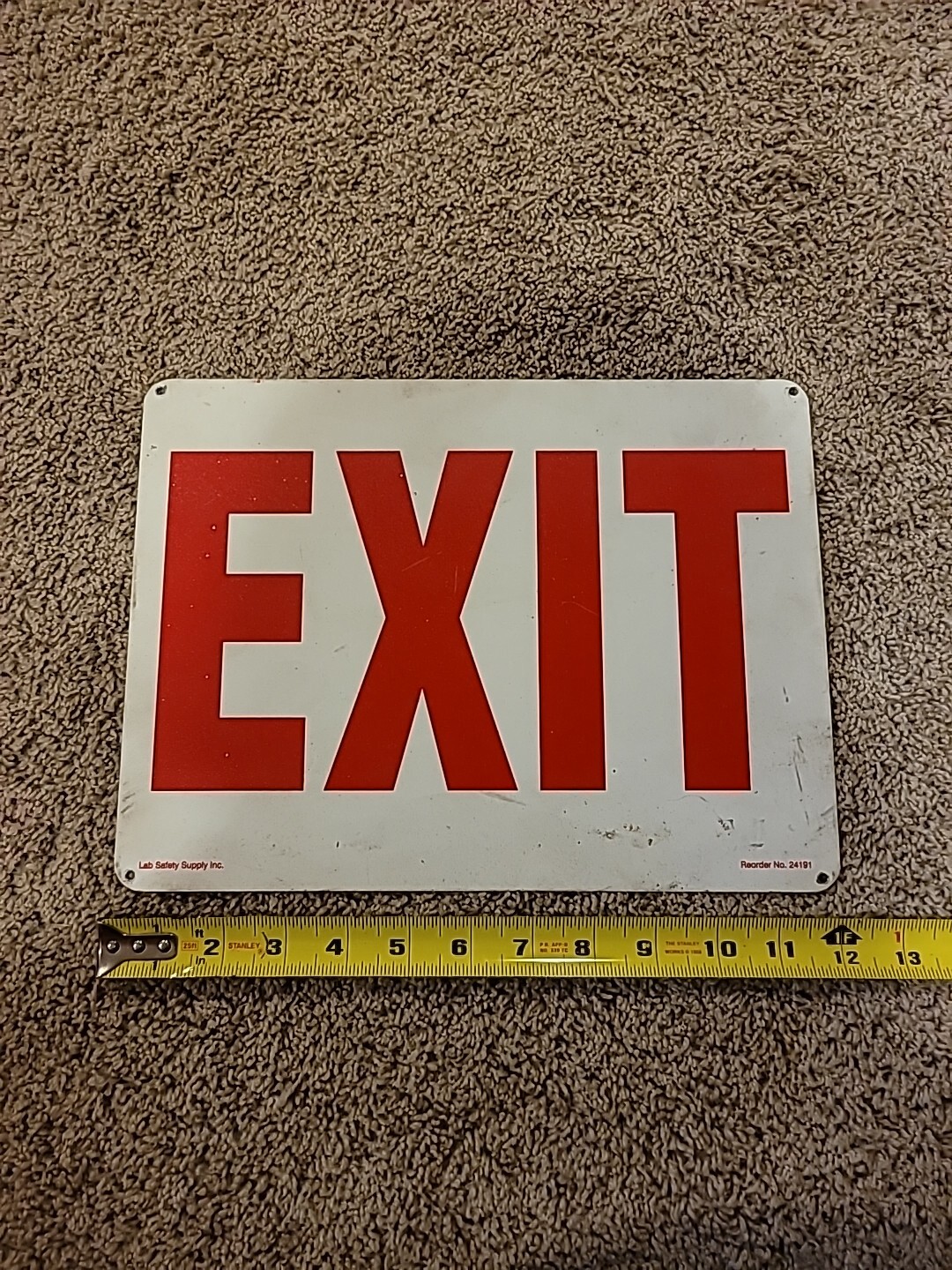 Exit Sign (Aluminum Sign) 12 X 9 Lab Safety Supply Inc 24191