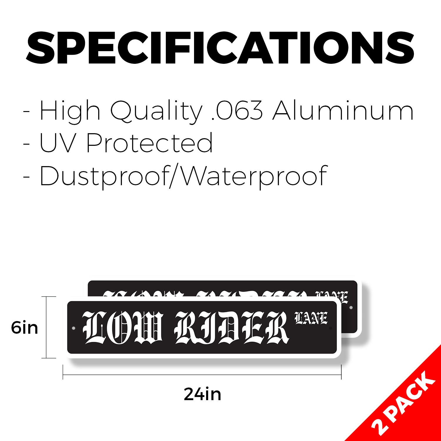 LOW RIDER Street Sign (2 Pack) Metal Plastic lowrider chrome rims car truck