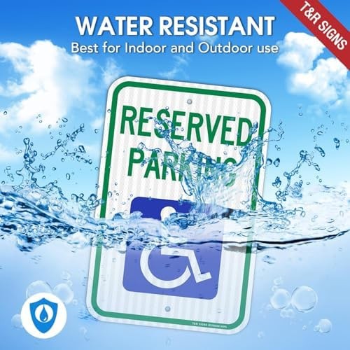 (3 Pack) Handicap Parking Sign, Reserved Parking Sign, Large 18&Prime; x 12&Prime; Engine…