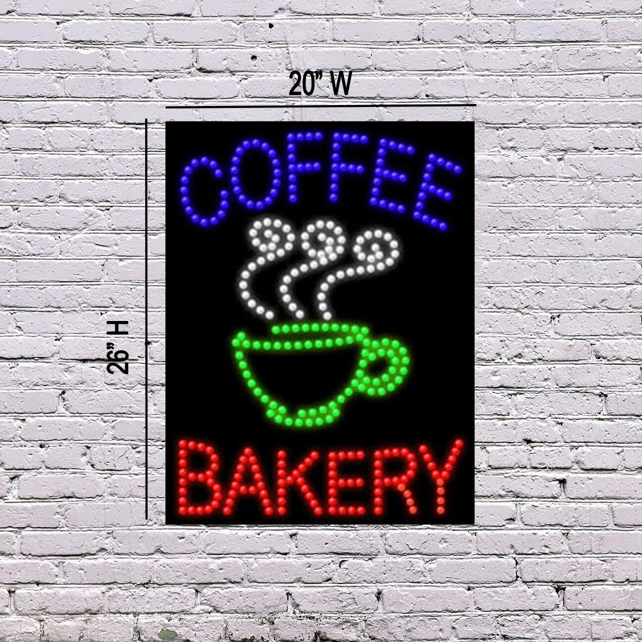 LED Coffee Bakery Sign | Light Up Sign | 26&Prime;H x 20&Prime;W x 2&Prime;D