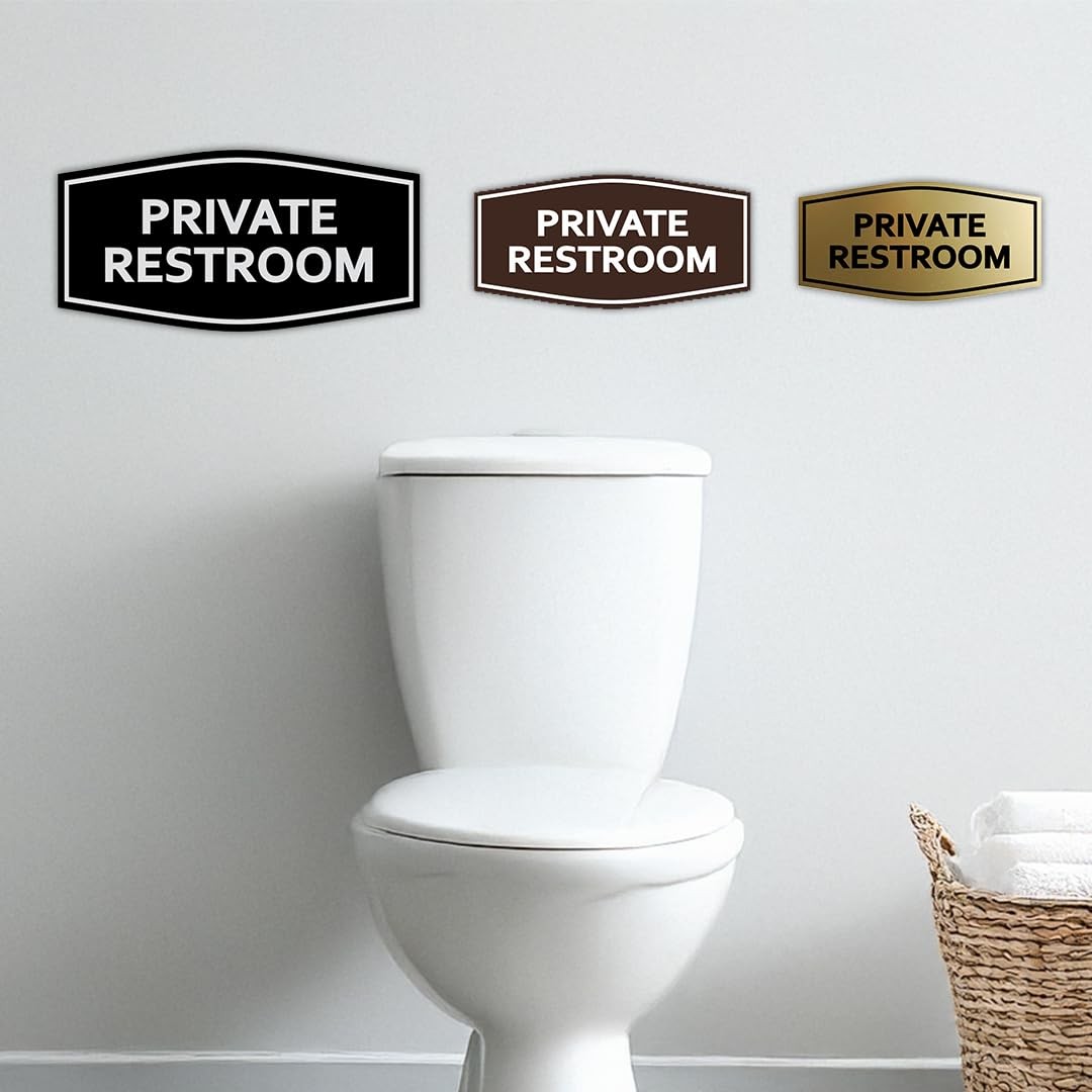 Fancy Private Restroom Sign Brushed Silver Medium Wall Door Mount Indicator