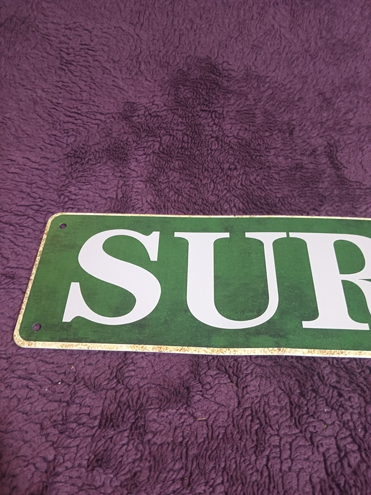 4&Prime; X 15&Prime; Aluminum Street Sign « SURF ST » Green & White W/ 4 Mounting Holes