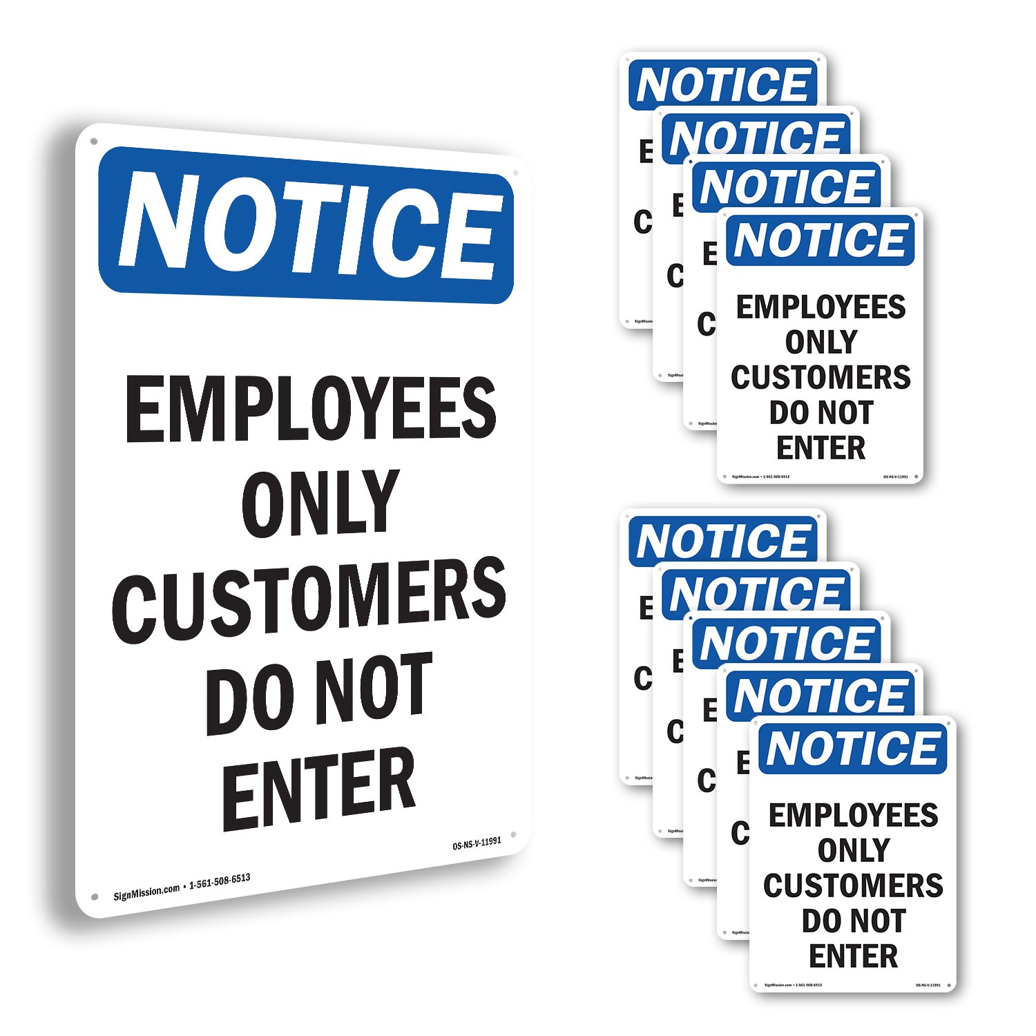 Employees Only Customers Do Not Enter OSHA Notice Sign Or Decal – 5 or 10 Pack