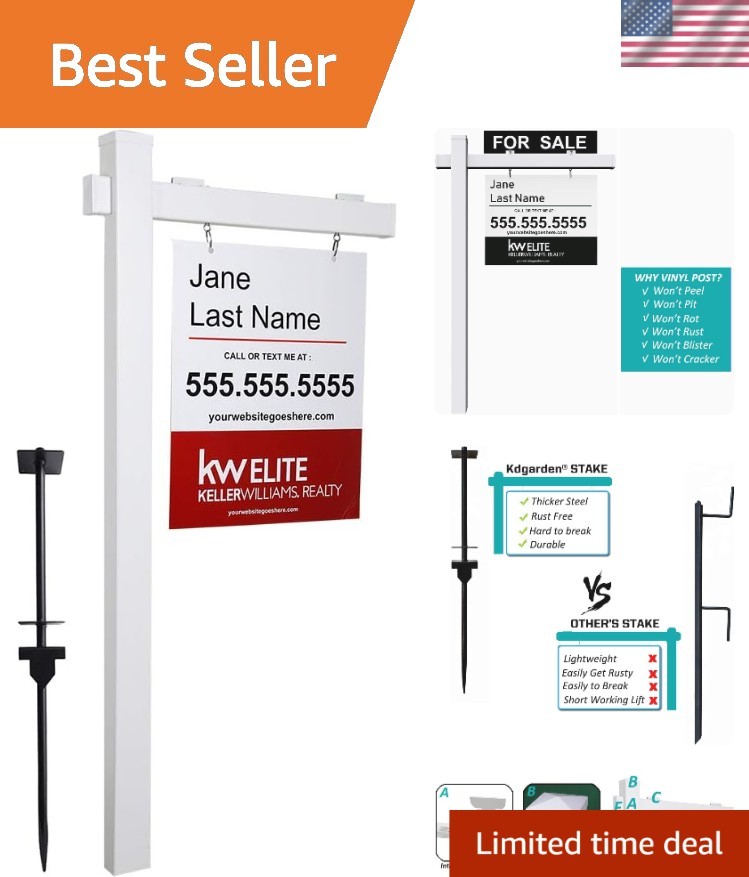 Vinyl PVC Real Estate Sign Post 6ft. Tall 4&Prime;x 4&Prime;x 72&Prime; Realtor Yard Sign Post …