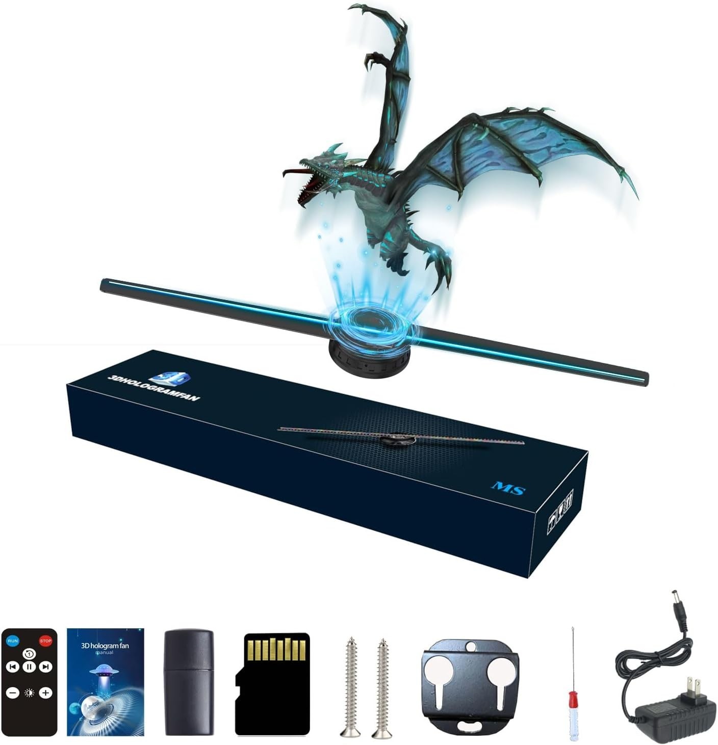 19.7in 3D Hologram Fan 528 LED 1500+ Videos WiFi APP