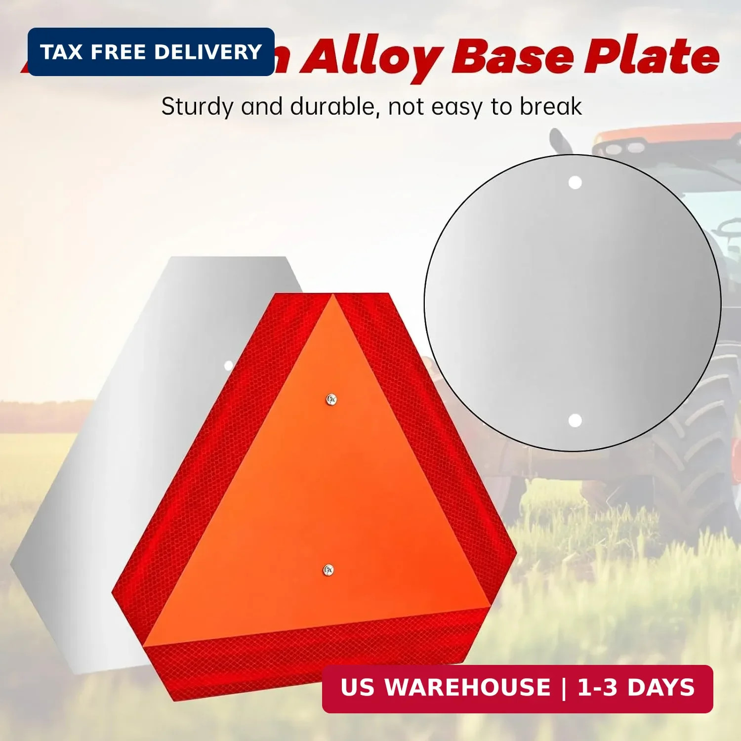 Slow Moving Vehicle Sign, Aluminum Slow Moving Vehicle Triangle Signs with Mount