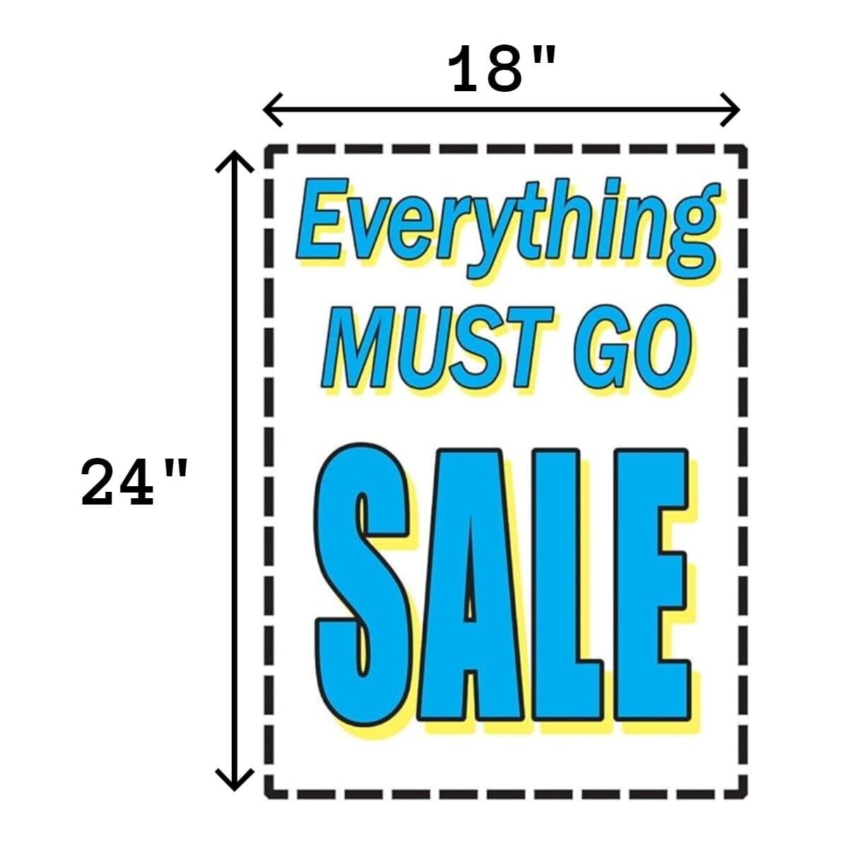 Everything Must Go Sale Retail Window Paper Signs | Pack of 6 | 18&Prime;w x 24&Prime;h
