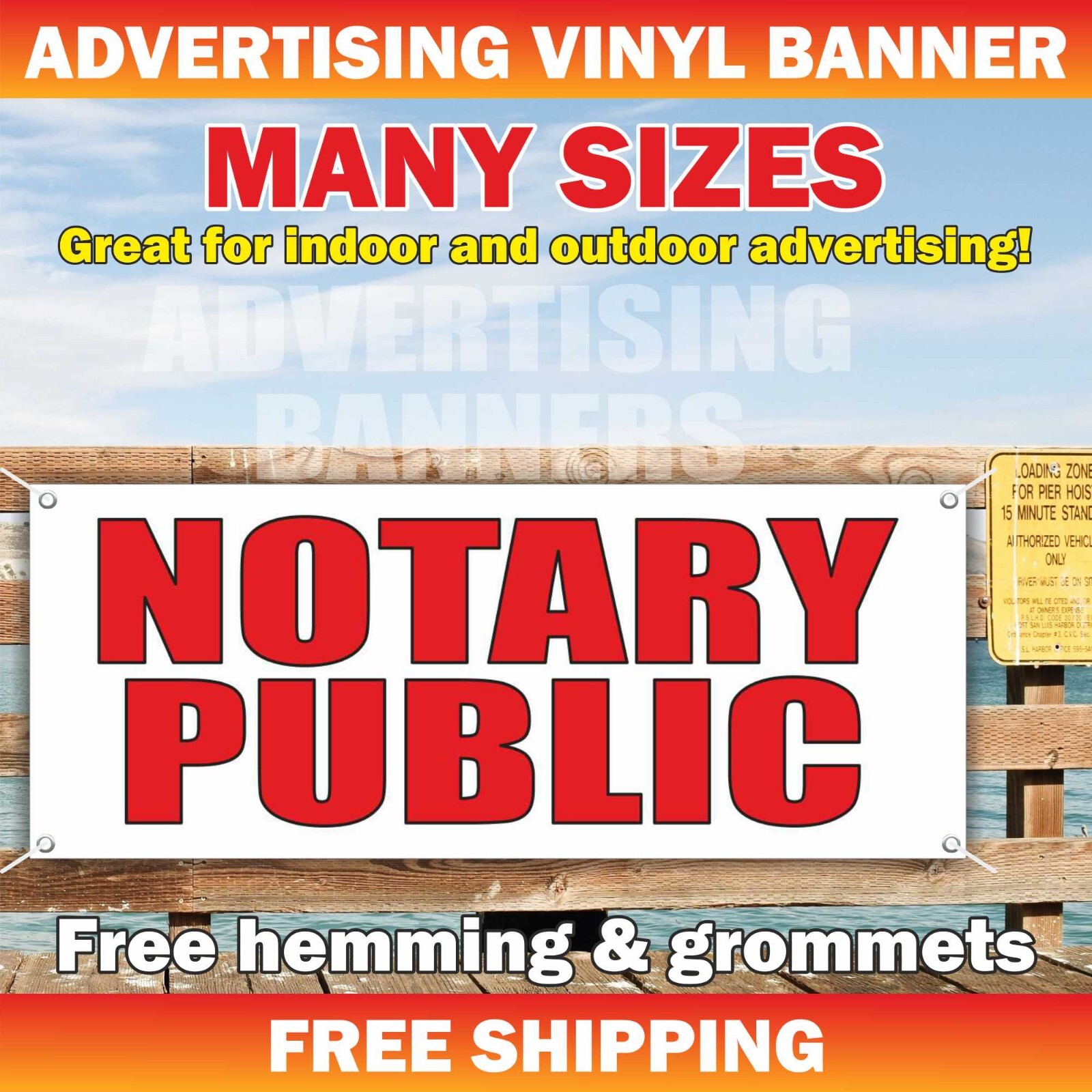 NOTARY PUBLIC Advertising Banner Vinyl Mesh Sign Lawyer Defense document license