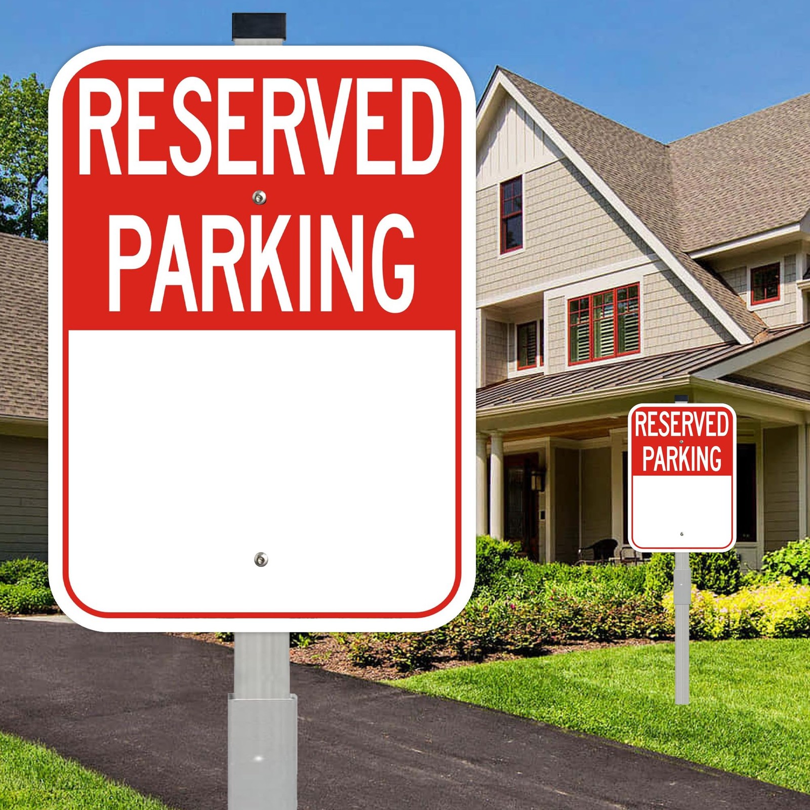 Blank Reserved Parking Signs With 36 Inch Stakes 14×10 Inch Aluminum 2 PCS