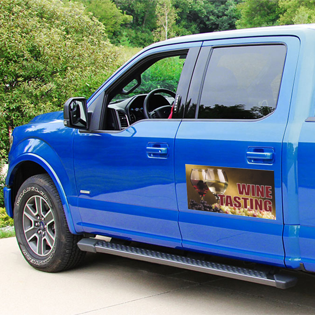 Car Magnet Set of 2 Wine Tasting Outdoor Advertising Printing Industrial Sign
