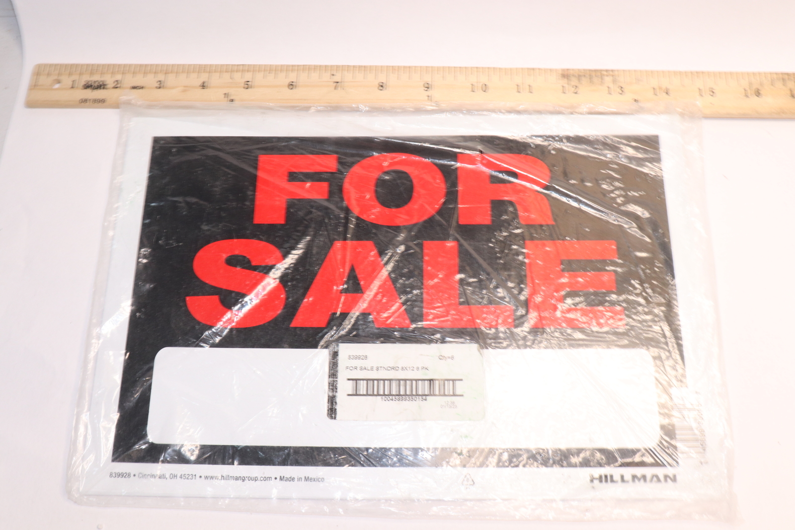 (6-Pk) Hillman For Sale Signs w/ Space for Info/Fill-In 8&Prime; x 12&Prime; 839928