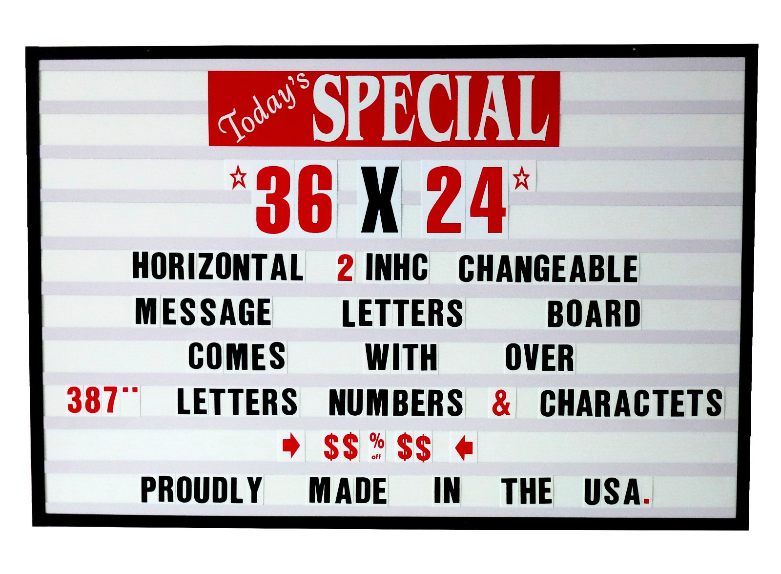 2 inch Changeable Message Letters Marquee Sign – Window Menu Price Board 36&Prime;x24&Prime;