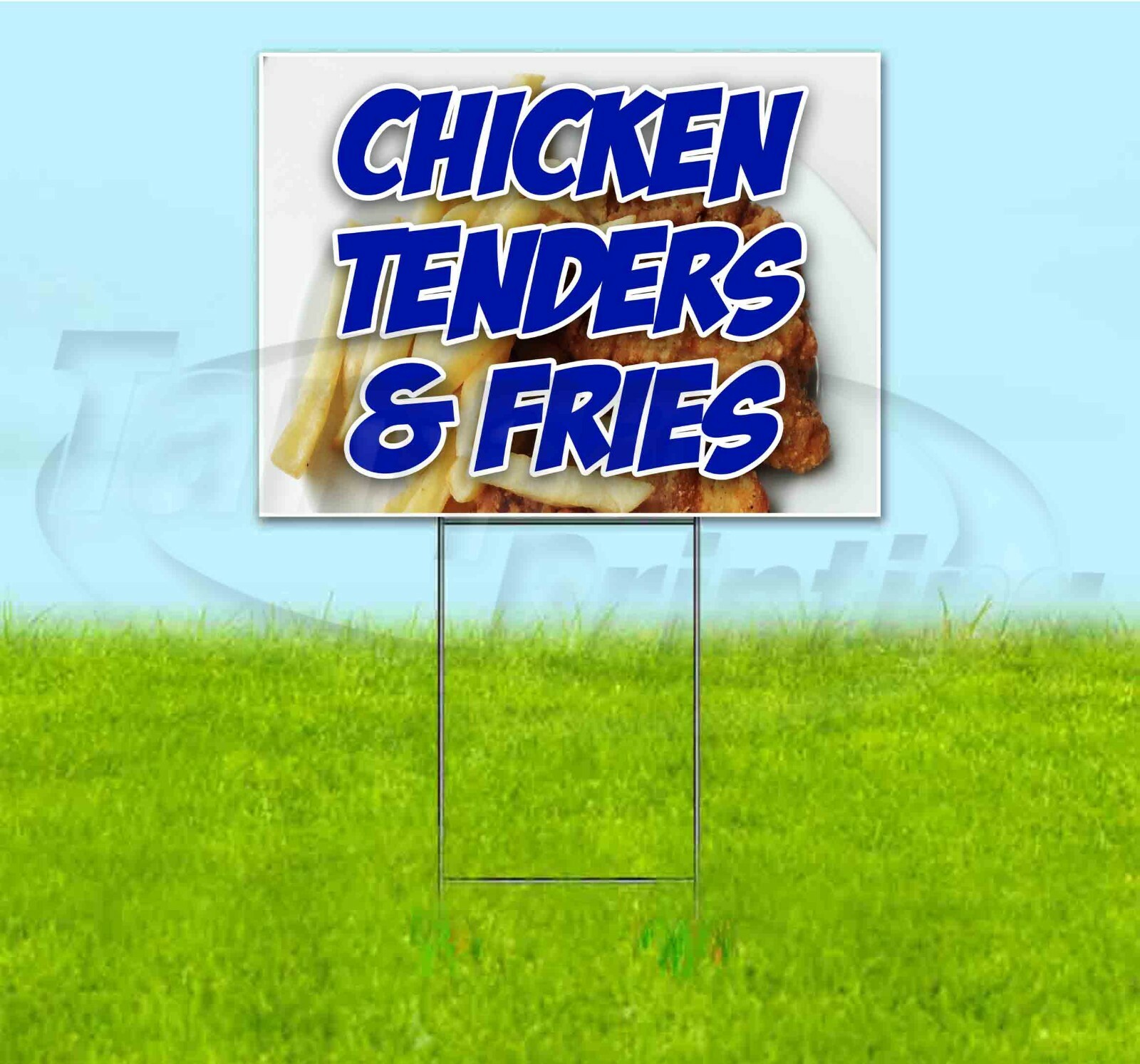 CHICKEN TENDERS & FRIES 18×24 Yard Sign WITH STAKE Corrugated Bandit USA FOOD