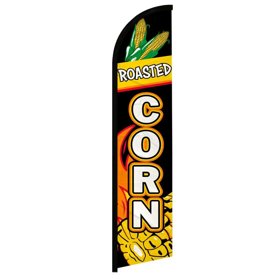 Roasted Corn Windless Full Sleeve Feather Advertising Fair Food Corn Banner Flag
