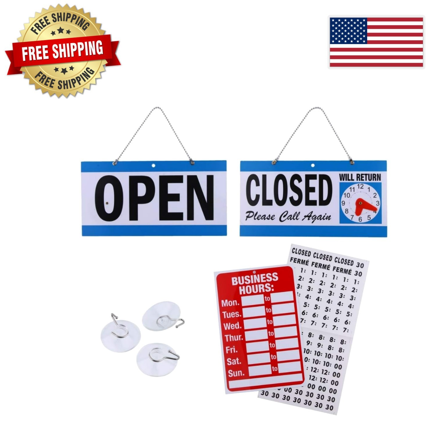 Durable Open/Closed and Office Hours Sign Bundle for Effective Business Display