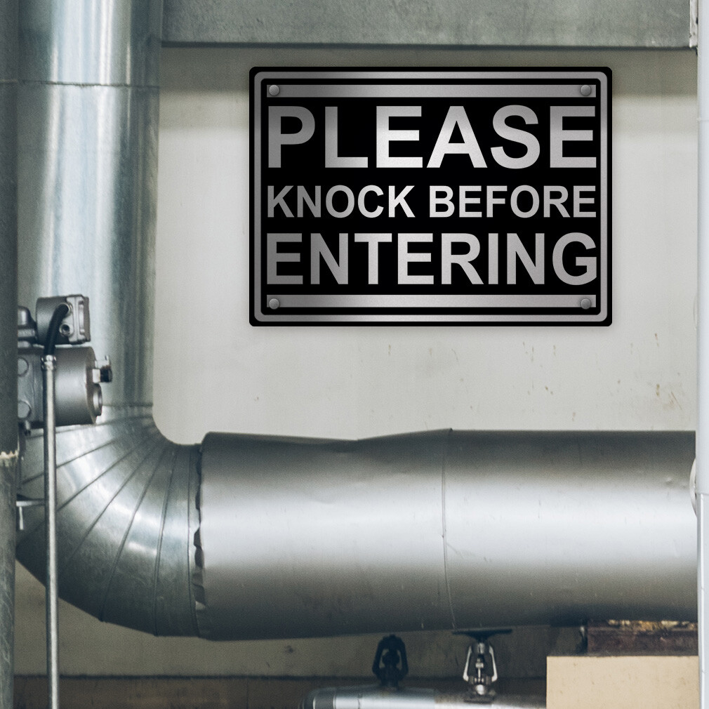 Aluminum Horizontal Metal Sign Please Knock Before Entering Door