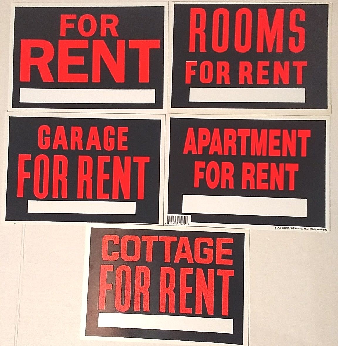 Vintage Plastic For Rent Signs Hardware Store Business Sign 7&Prime;x10&Prime; New Old Stock