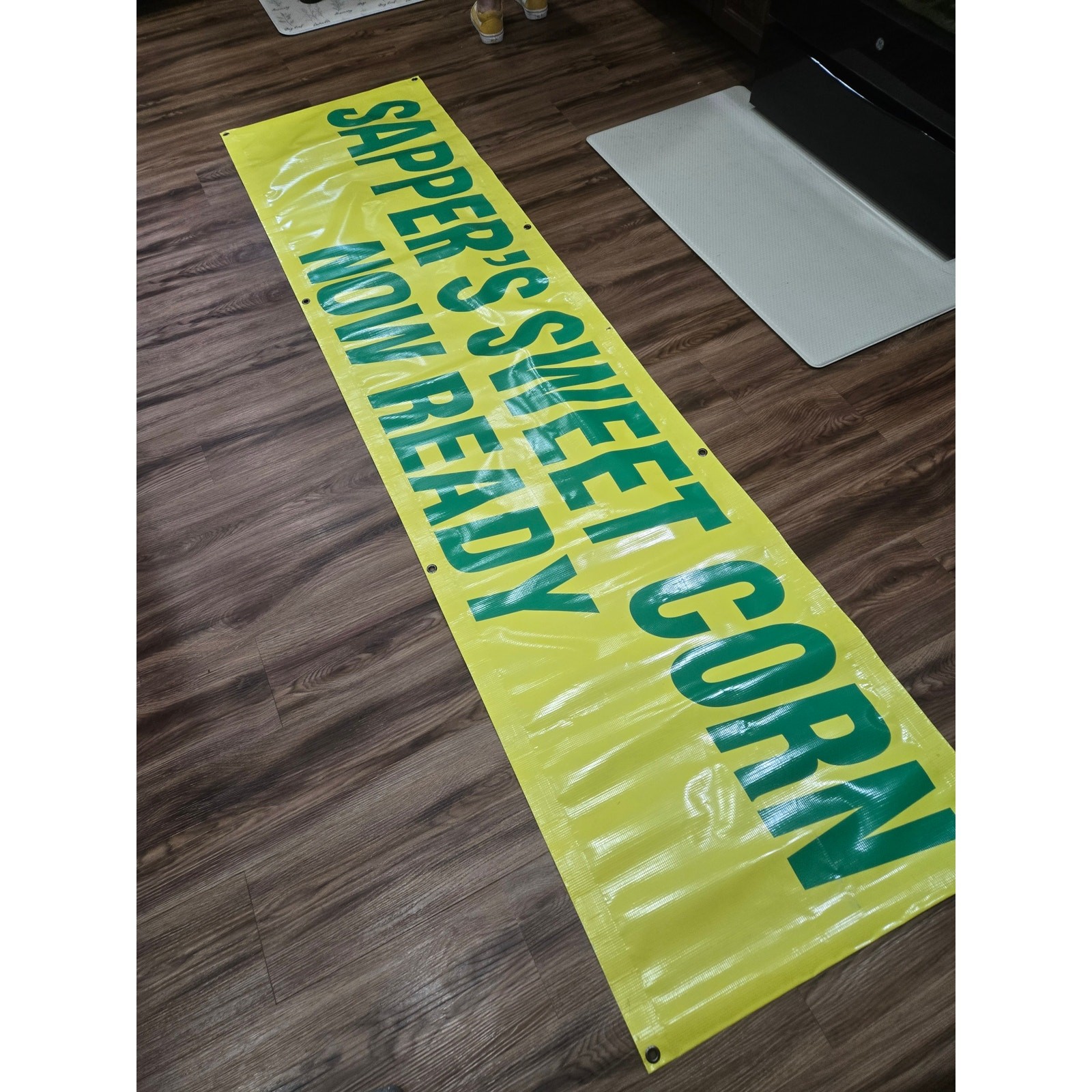 Sappers Sweet Corn Banner Nylon Sign Farm Stand Fleamarket Roadside Advertisemen