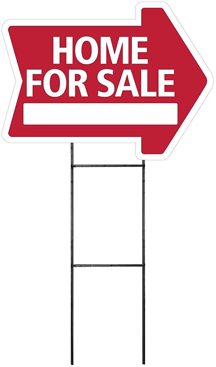 Large (18&Prime;x24&Prime;) Home For Sale – RED – Arrow Shaped Sign Kit with Stand