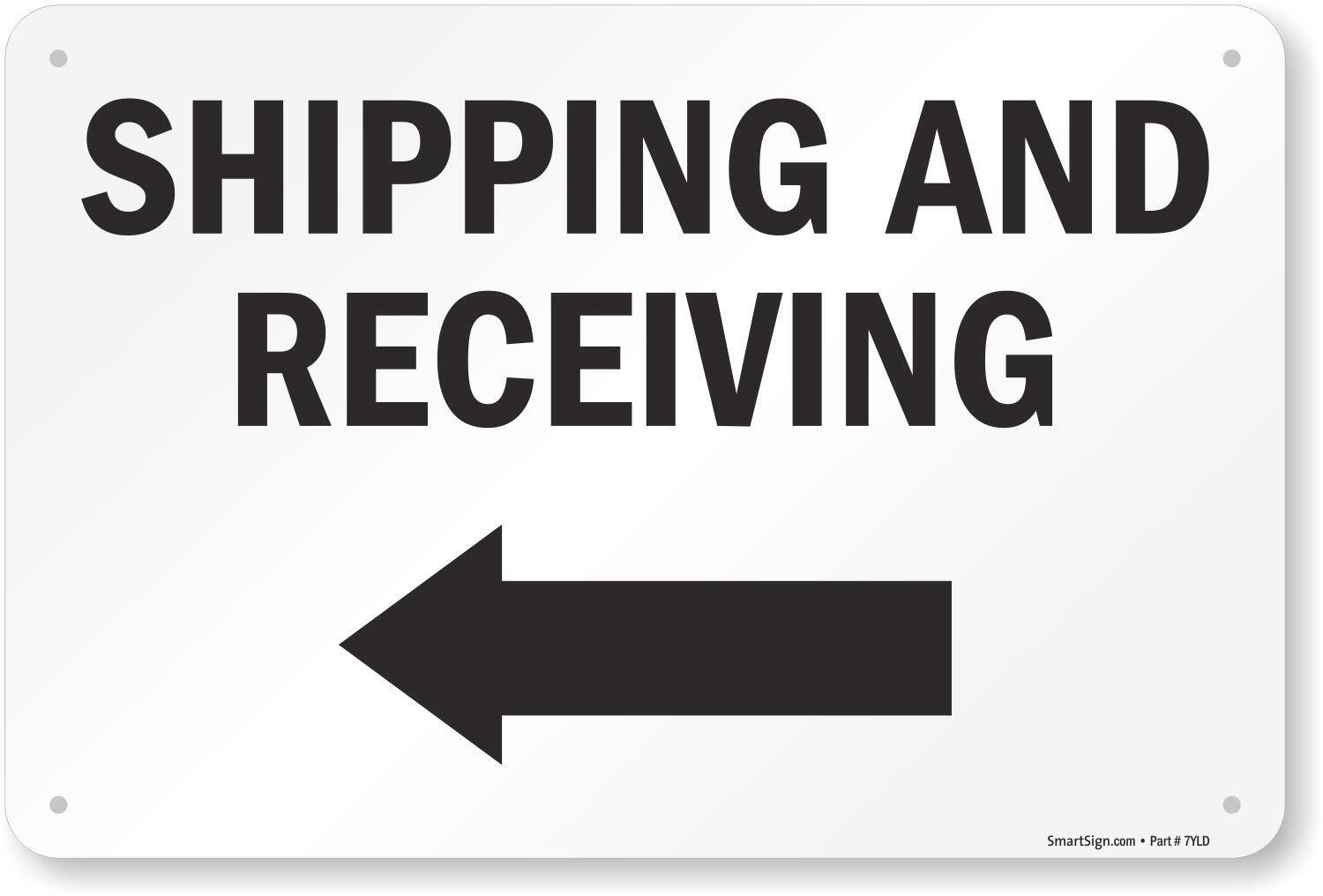 12×18 inch Shipping And Receiving Sign with Left Arrow Aluminum Warehouse Sign