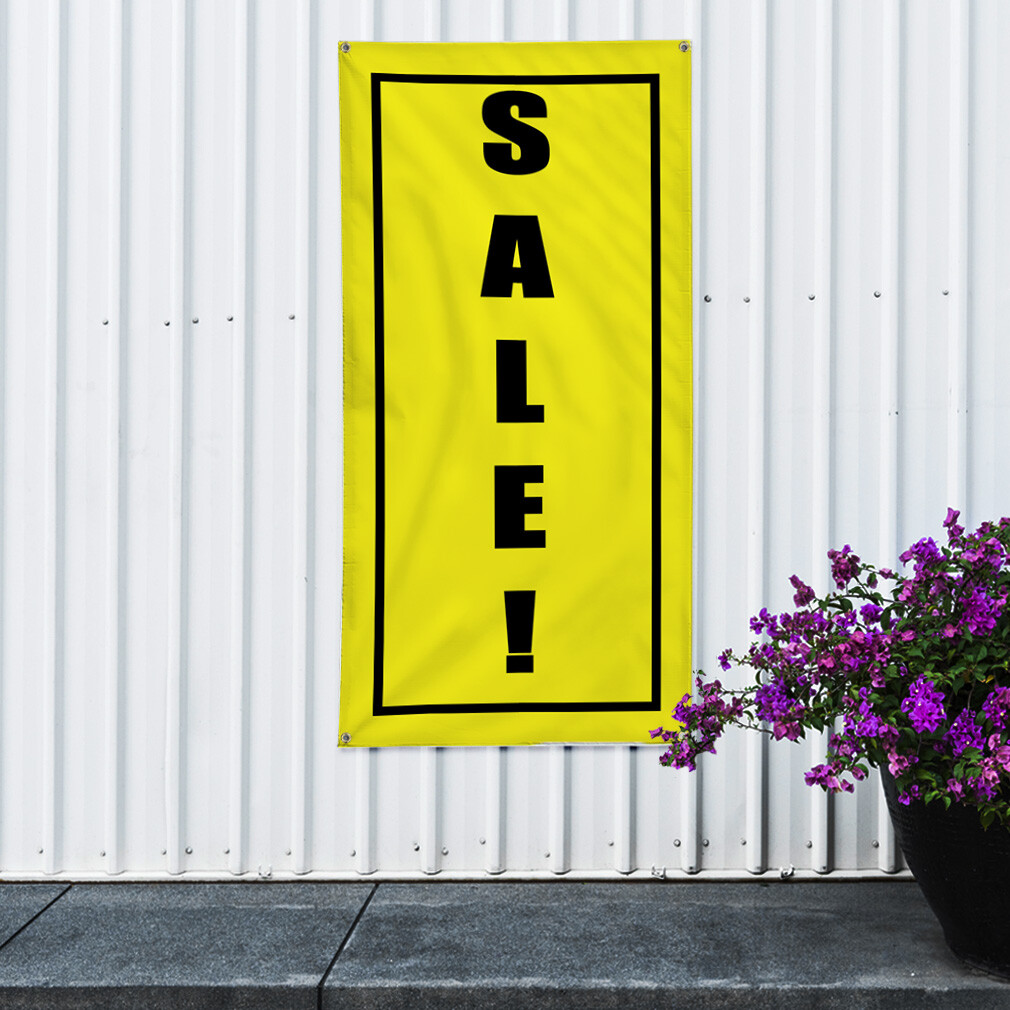 Vertical Vinyl Banner Multiple Sizes Deal! Black Yellow Promotion Business
