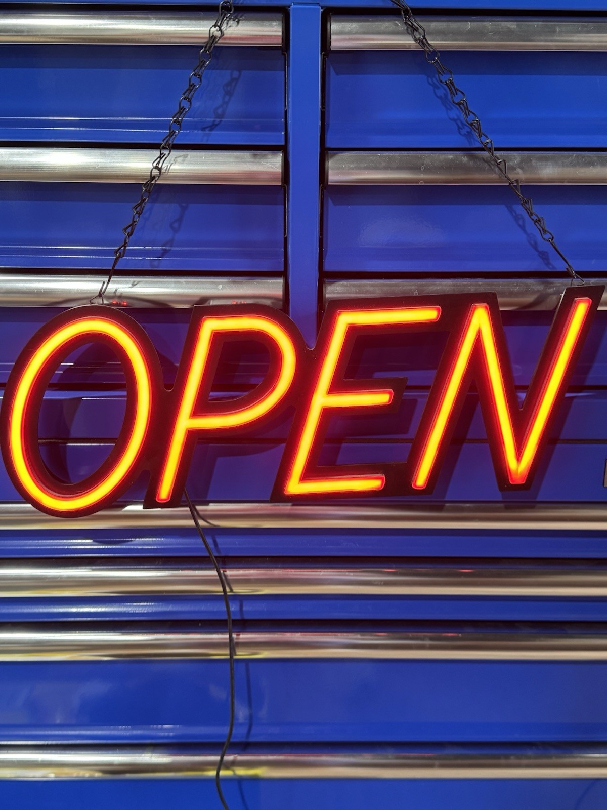Optiva LED Signs Neon Store Window OPEN Sign w/Chain & Power Cord 22x8x2