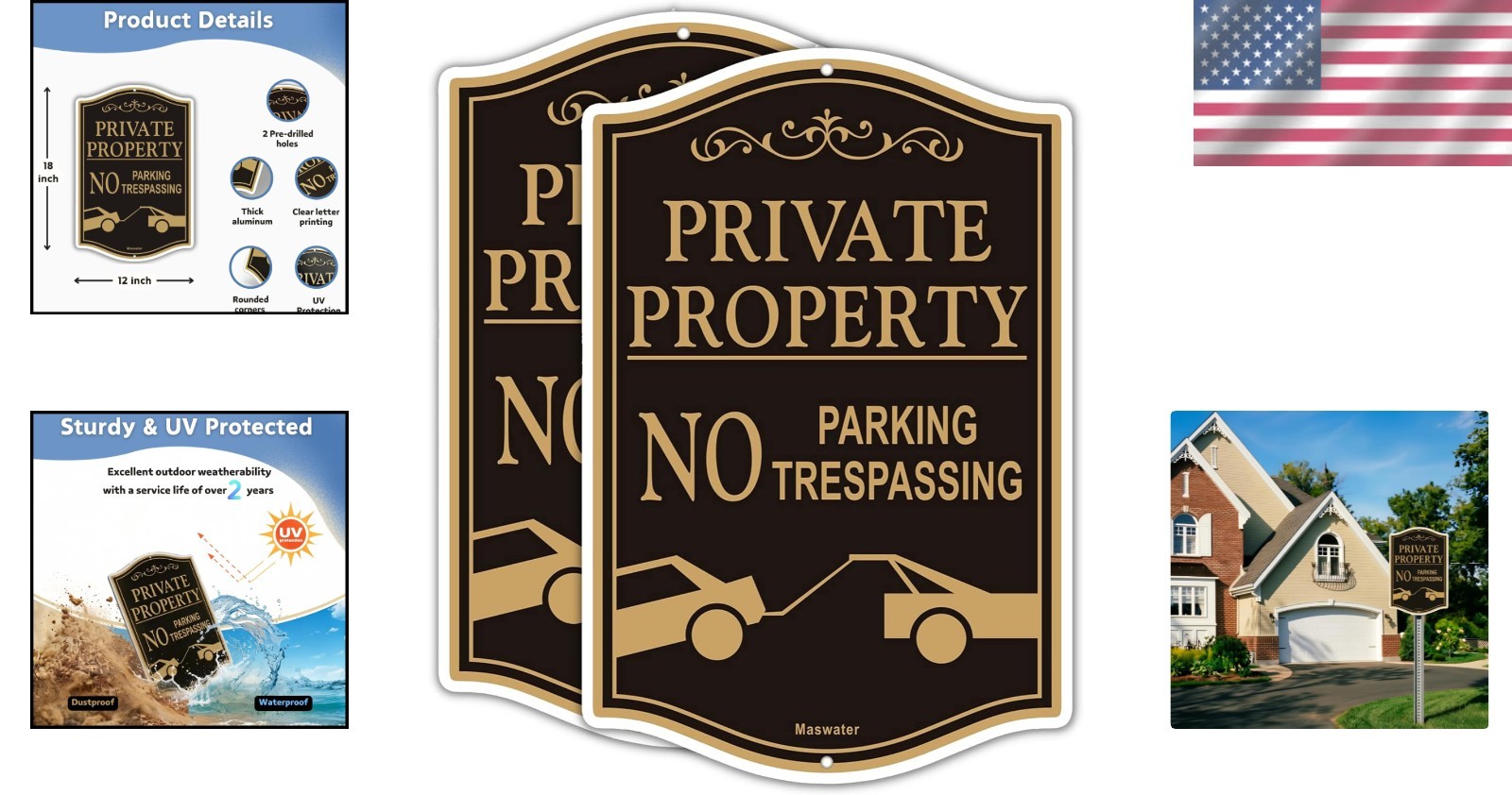2 Large No Parking Signs, 12&Prime; x 18&Prime; Reflective – Rust-Free Aluminum for Security