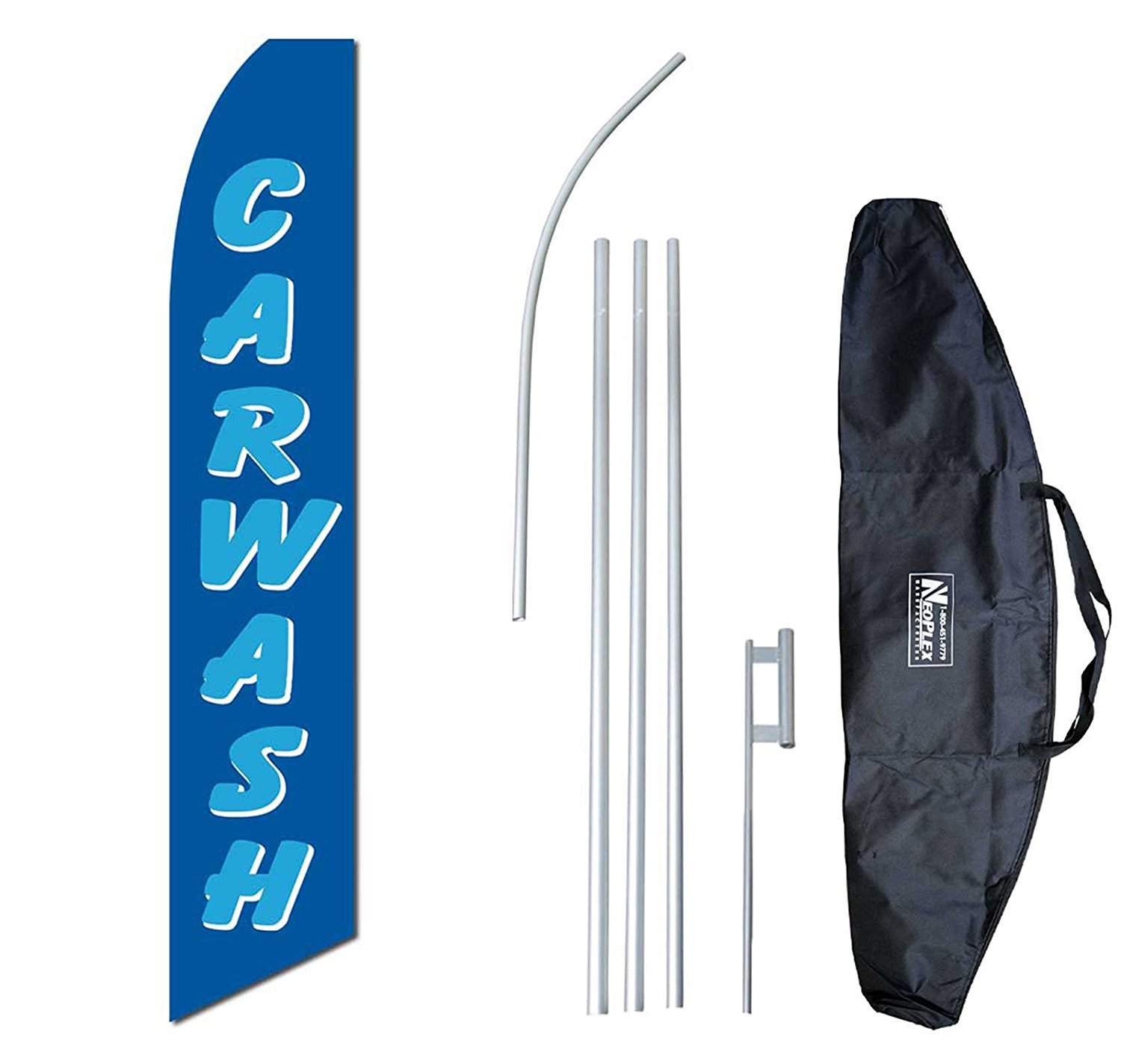 Car Wash Swooper Flag Flutter 15 Tall Complete Starter Bag Kit Neoplex Blue