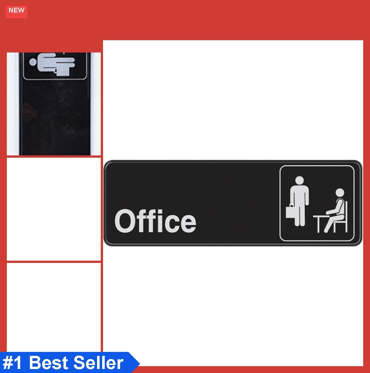 Self-Adhesive Office Sign 3 x 9 Inch Black White Plastic Indoor Sign Door Sign
