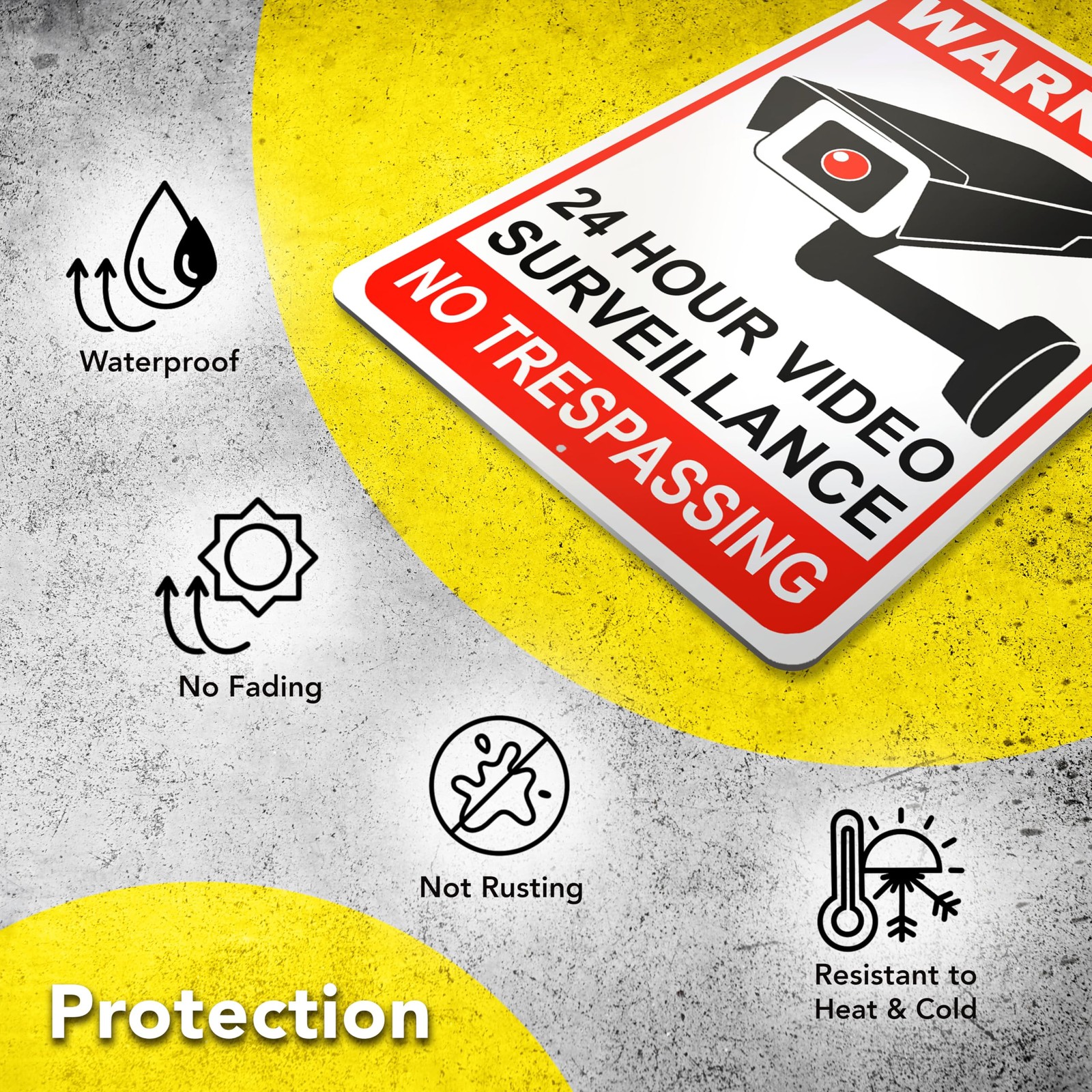 4 Pack 24 Hour Video Surveillance Sign 10×7 Inch for Home Office Business