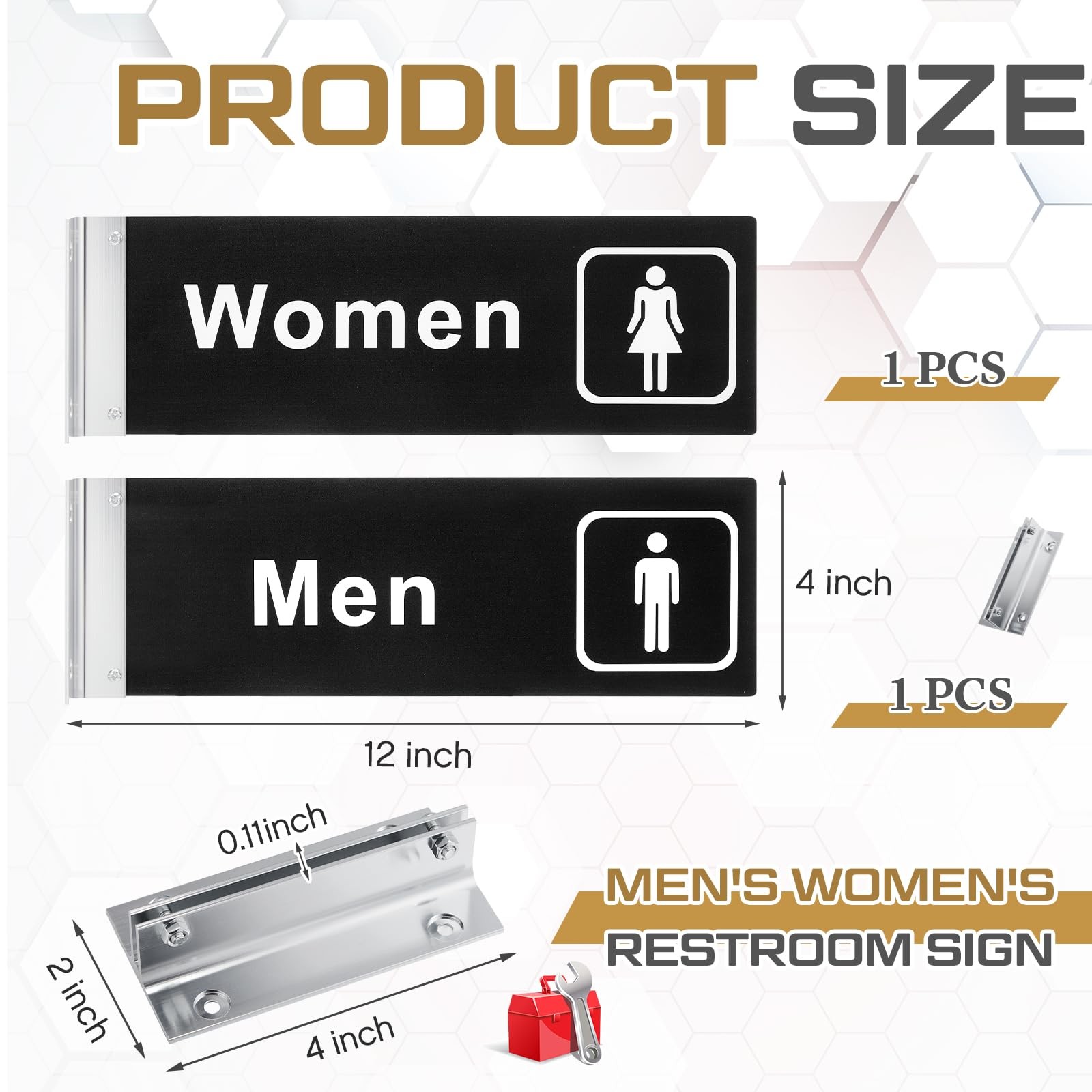 2 Pcs Men&rsquo;s and Women&rsquo;s Restroom Signs for Business Hallway Bathroom Door Signs,